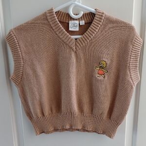 Kids Tan Sweater Vest with Lisa Simpson Patch